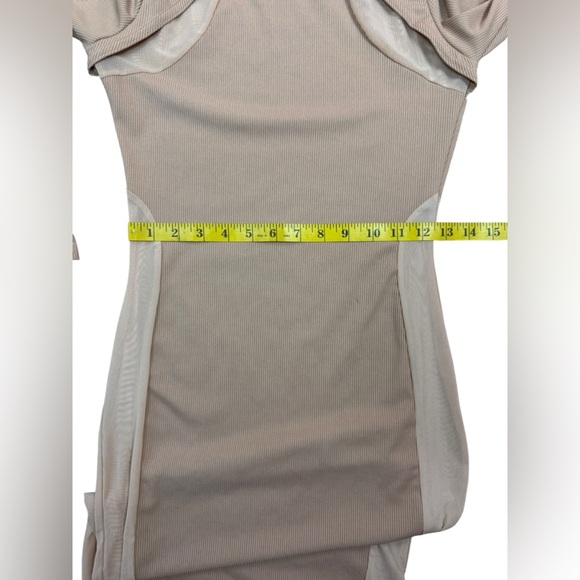 MISSGUIDED Sheer Mesh Asymmetric Neckline Long Sleeves Ruched Maxi Dress S8. E76 - Picture 12 of 15